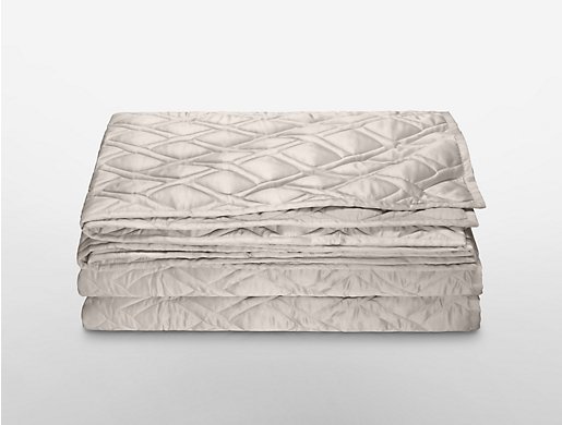 Champagne Quilted Coverlet In Pearl Calvin Klein