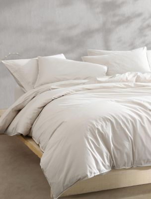 Washed Percale Cotton Comforter Set , Light Beige