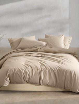 Washed Percale Cotton Comforter Set , Camel Brown