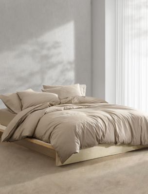 Washed Percale Cotton Comforter Set , Camel Brown