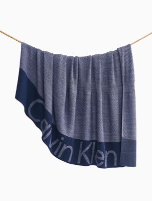 Modern Cotton Chevron Throw Blanket, Indigo
