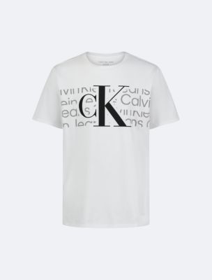 Boys Layered Monogram Logo Graphic Crewneck T-Shirt, White