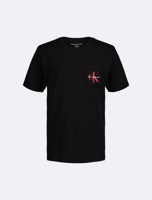 Boys Monogram Logo Pocket T-Shirt, Black