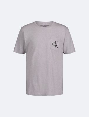 Boys Monogram Logo Pocket T-Shirt, Light Grey Heather