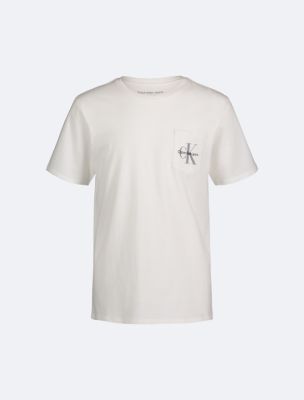 Boys Monogram Logo Pocket T-Shirt, White