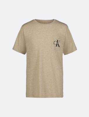 Boys Monogram Logo Pocket T-Shirt, Safari Heather