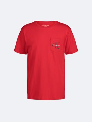 Boys Monogram Logo Pocket T-Shirt, Racing Red