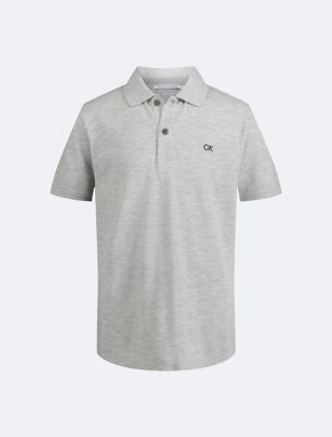 Boys Micro Pique Solid Polo Shirt, Light Grey Heather