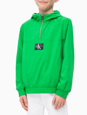 Boys Nylon Monogram Logo Anorak + Fanny Pack, Fern Green