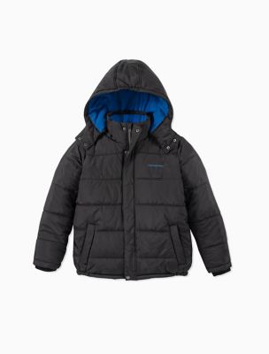 calvin klein big boys hooded bubble jacket