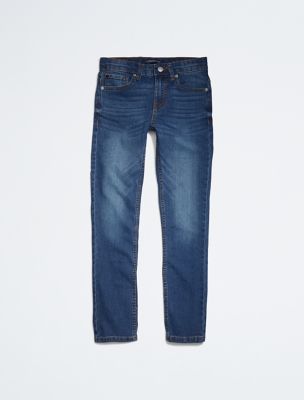 Boys Skinny Fit Dark Wash Jeans, Houston Mid Blue