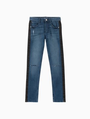 guys side stripe ripped jeans