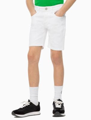 Boys Slim Fit White Denim Shorts 