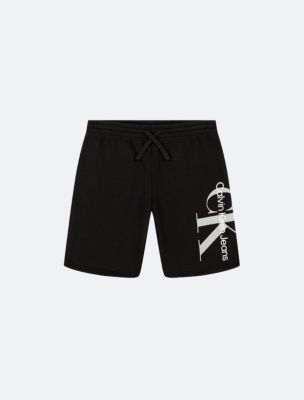 Boys Monogram Logo Graphic Knit Shorts , Black