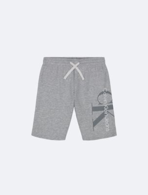 Boys Monogram Logo Graphic Knit Shorts , Light Grey Heather