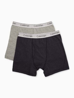 Boys Modern Cotton Stretch 2-Pack Logo Boxer Briefs, Heather