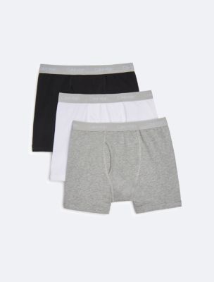 Boys Cotton Stretch 3-Pack Boxer Brief, Black/Chalk White/Heather Grey