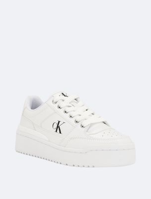 Calvin klein white 2025 leather sneakers womens