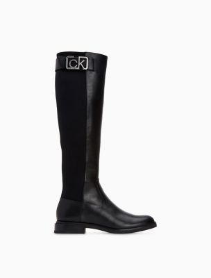 calvin klein black knee high boots