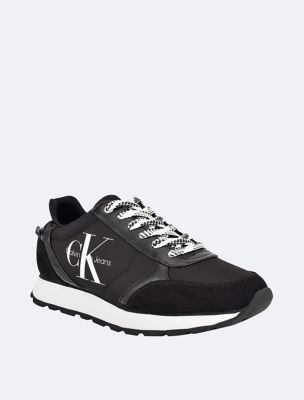 Calvin Klein Jeans monogram logo sneakers in black