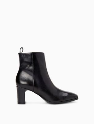 calvin klein black leather booties