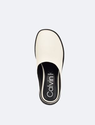 Calvin Klein Calvin Klein women mules in white genuine leather  2375DST0964A, white women mules white mules women white calvin klein mules  - 2375dst0964a - Mules Calvin Klein - Femme Calvin Klein