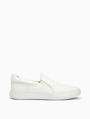 calvin klein white slip on shoes