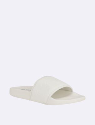 Mens white calvin klein sliders new arrivals