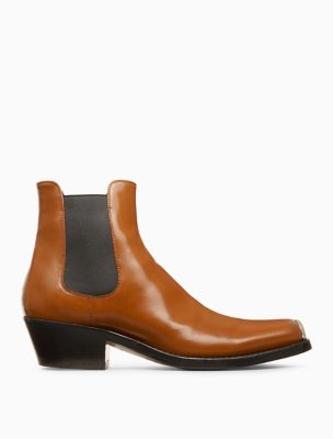 leather chelsea boots with 205 silver toe plate