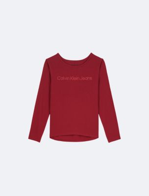Girls Dot Logo Classic T-Shirt, Red Dahlia
