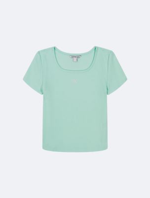 Girls Square Neck Baby Tee, Honeydew