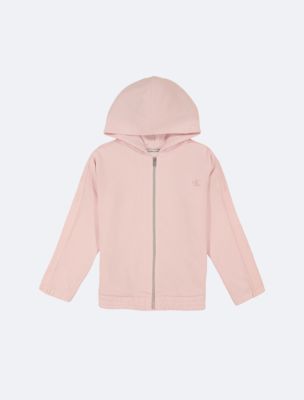 Calvin Klein Girls Girls Fleece Logo Zip Hoodie Pink S