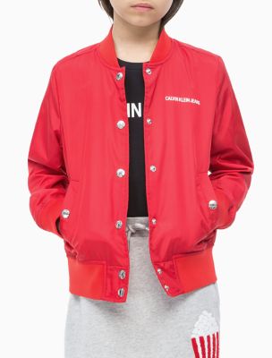 calvin klein red bomber jacket