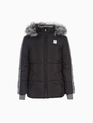 calvin klein big boys hooded bubble jacket