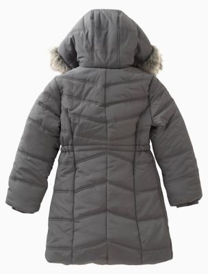 calvin klein big girls belted puffer jacket