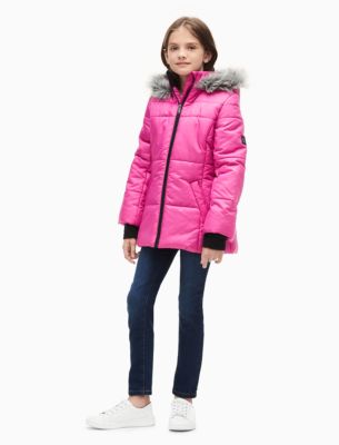 girls grey puffer jacket