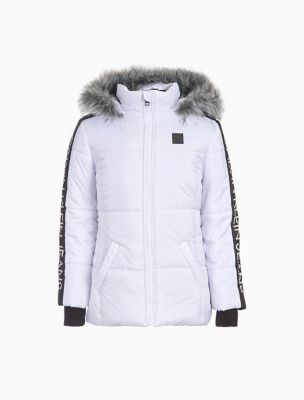 calvin klein big girls belted puffer jacket