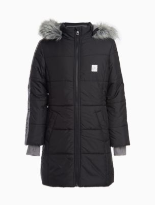 calvin klein big girls belted puffer jacket