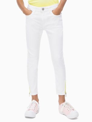 mid rise white skinny jeans