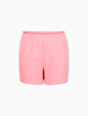 Girls Performance Logo Stripe Shorts, Strawberry Pink