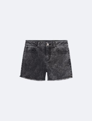 Girls Cut-Off Denim Shorts, Acid Black