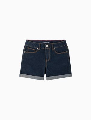 QUEQUE - High Waist Cuffed Denim Shorts