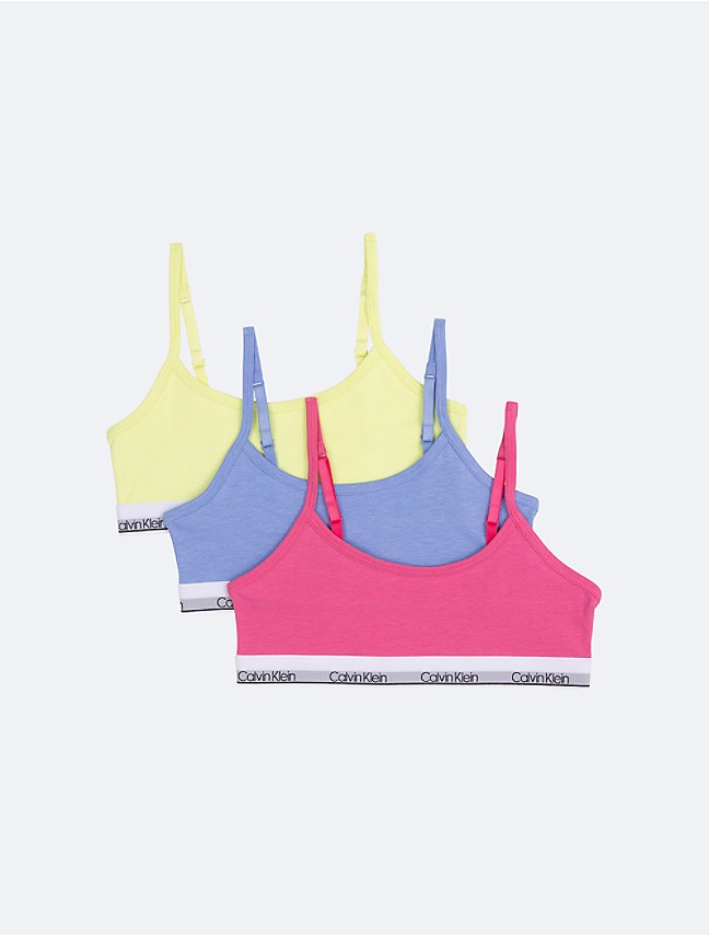 Buy Calvin Klein Underwear Pack Of 2 Pink & Grey Typography Sports Bra - Bra  for Girls 16768916