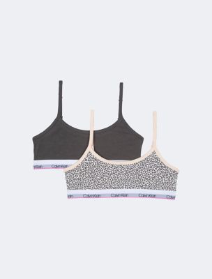Buy Calvin Klein kids girl 2 pieces brand logo crop bra grey and pink  Online