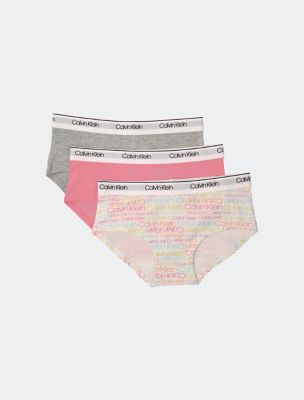 Girls Modern Cotton 3-Pack Hipster, Pink Multi