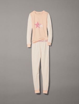 Girls Stripe 2-Piece Pajama Set, Pink