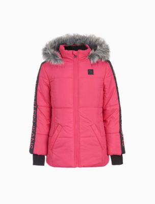 calvin klein big girls belted puffer jacket