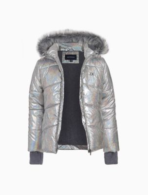 girls metallic puffer coat