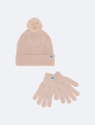 Kids' Beanie and Gloves Set , Silver Peony