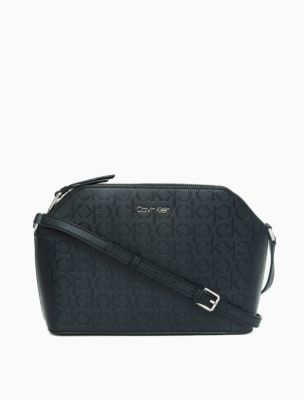 calvin klein monogram zip crossbody bag